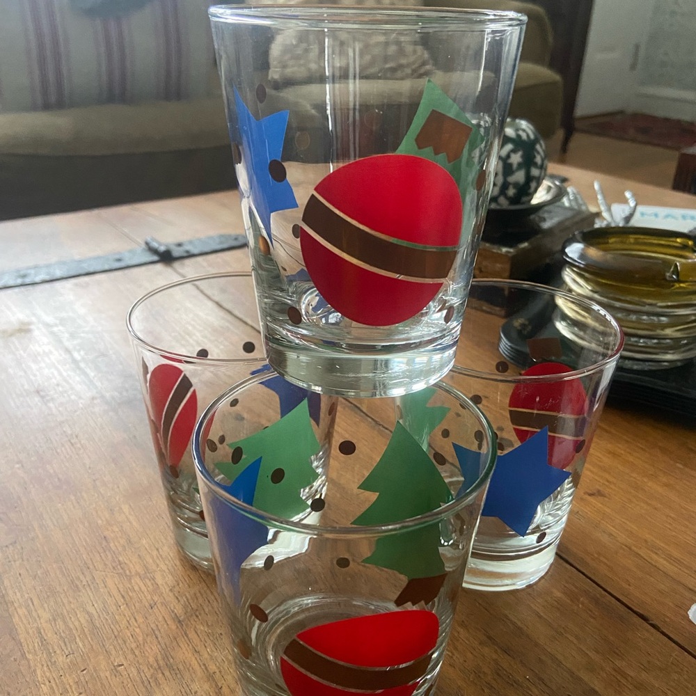 Vintage Libbey Festive Old Fashion Holiday Glasses -